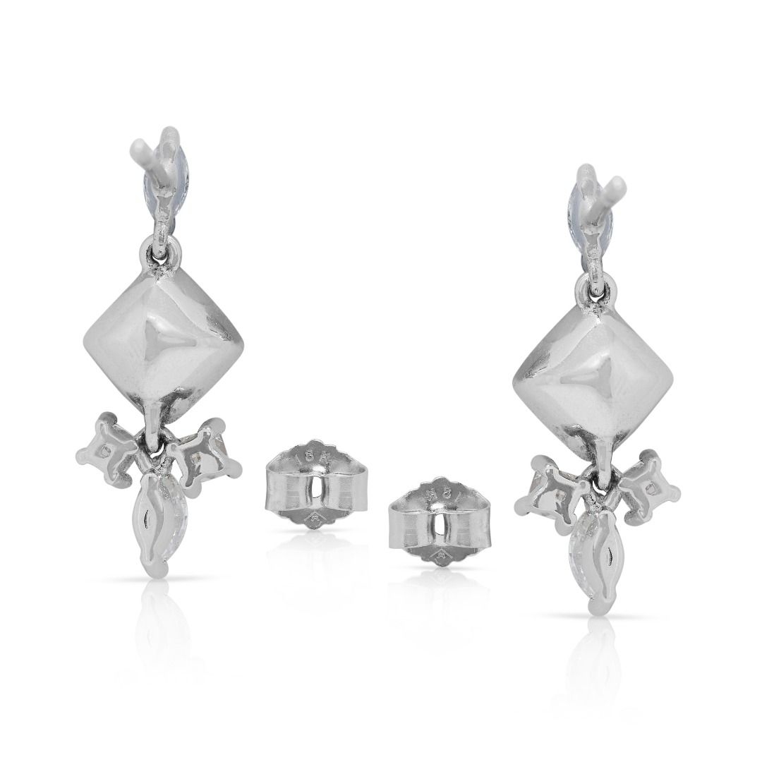 Elegant 1.37ct Cushion Cut Earrings in 14K White Gold