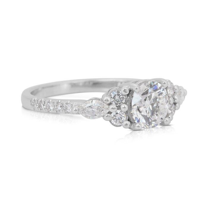 Elegant 1.38ct Diamonds Ring in 18k White Gold - GIA Certified