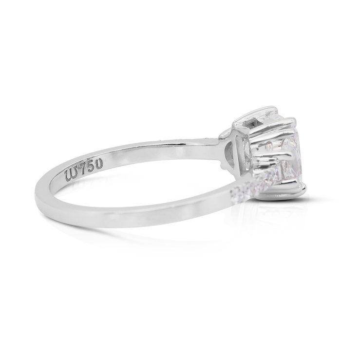 Elegant 1.47ct Double Excellent Ideal Cut Diamonds Ring in 18k White Gold - GIA Certified