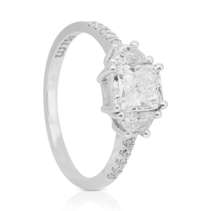 Elegant 1.47ct Double Excellent Ideal Cut Diamonds Ring in 18k White Gold - GIA Certified