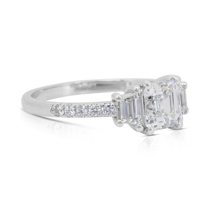 Elegant 1.48ct Diamonds 3-Stone Ring in 18k White Gold - GIA Certified