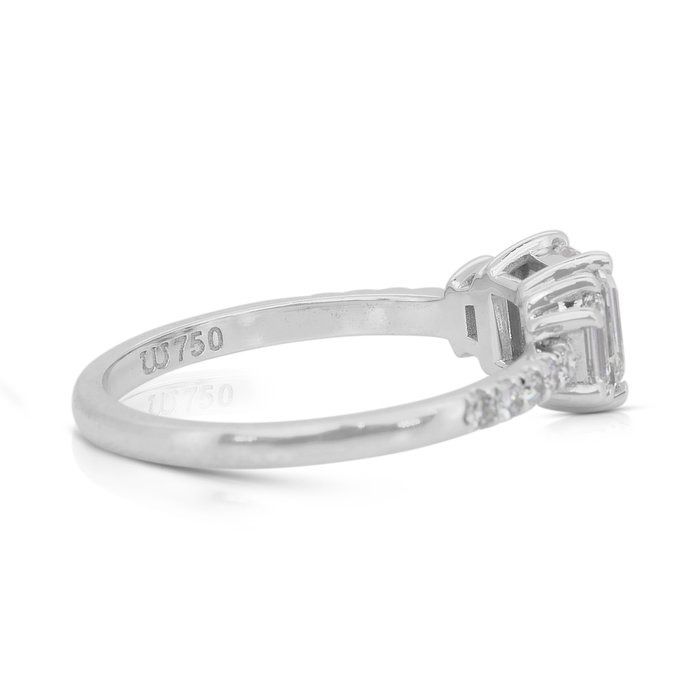 Elegant 1.48ct Diamonds 3-Stone Ring in 18k White Gold - GIA Certified