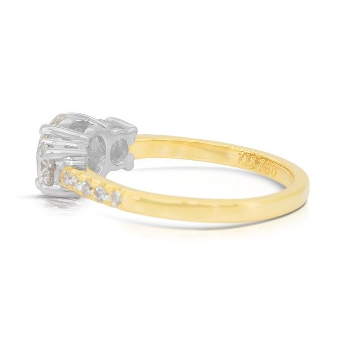Elegant 1.55ct Diamonds 3-Stone Ring in 18k Yellow & White Gold - IGI Certified