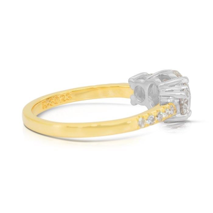 Elegant 1.55ct Diamonds 3-Stone Ring in 18k Yellow & White Gold - IGI Certified