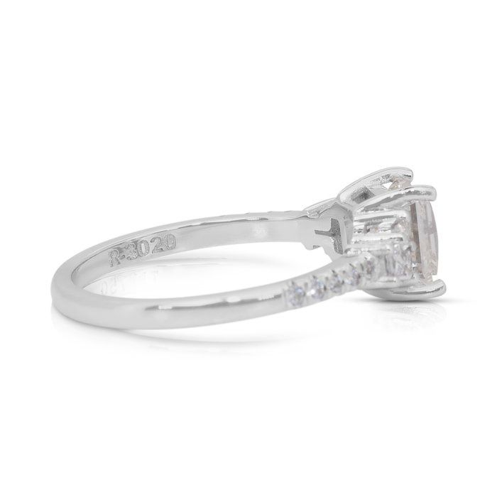 Elegant 1.56ct Diamonds Pave Ring in 18k White Gold - IGI Certified