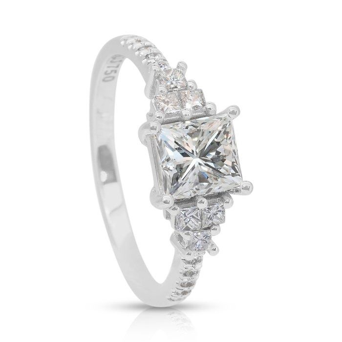 Elegant 1.56ct Diamonds Pave Ring in 18k White Gold - IGI Certified