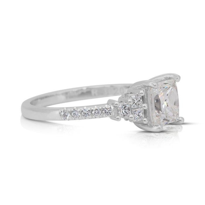Elegant 1.56ct Diamonds Pave Ring in 18k White Gold - IGI Certified