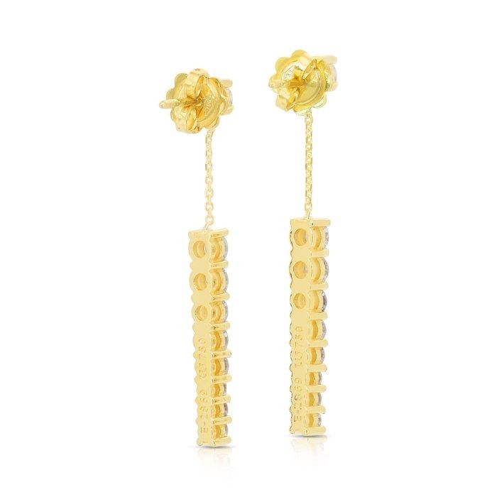 Elegant 2.02ct Diamonds Drop Earrings in 18k Yellow Gold - IGI Certified