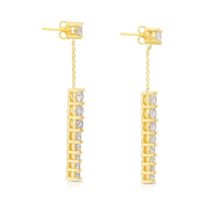 Elegant 2.02ct Diamonds Drop Earrings in 18k Yellow Gold - IGI Certified