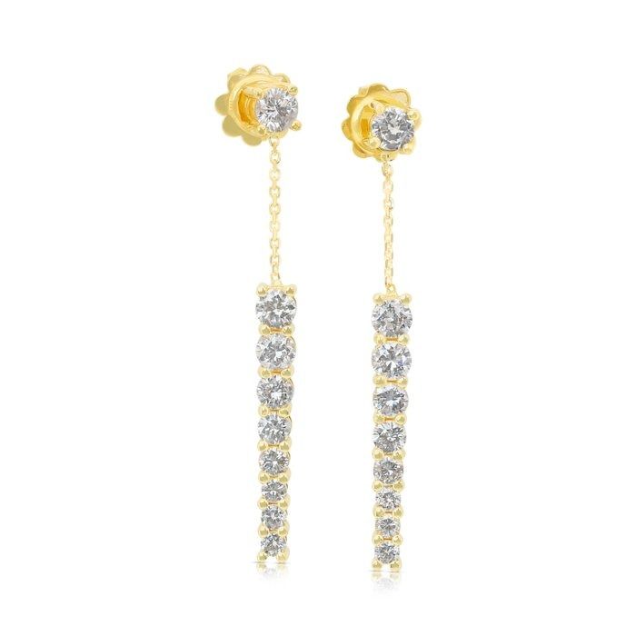 Elegant 2.02ct Diamonds Drop Earrings in 18k Yellow Gold - IGI Certified