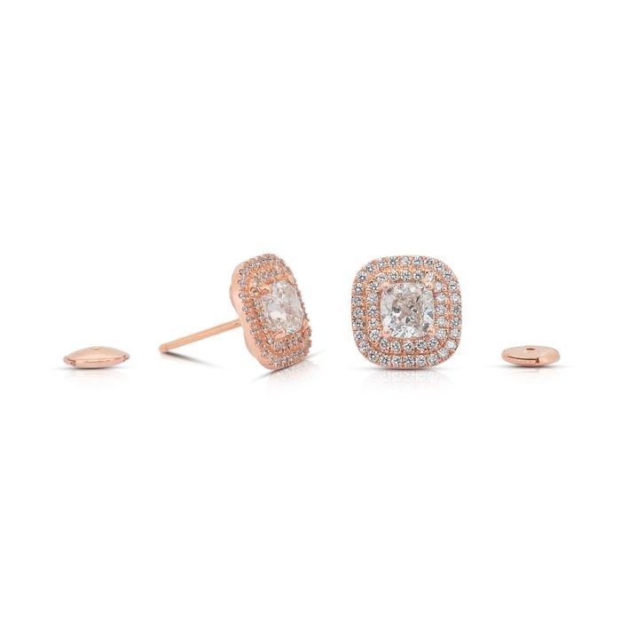 Elegant 2.67ct Diamonds Stud Earrings in 18k Rose Gold - IGI Certified