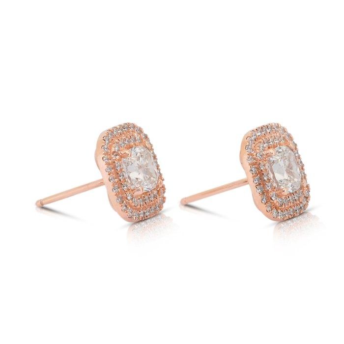 Elegant 2.67ct Diamonds Stud Earrings in 18k Rose Gold - IGI Certified
