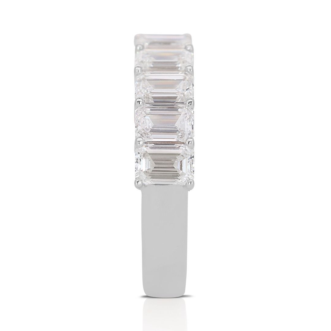 Elegant 3.08ct. Emerald Cut Half Eternity Diamond Ring - GIA Certificate