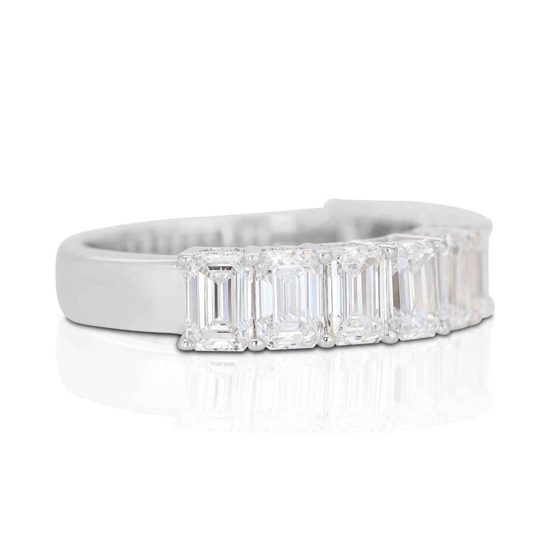 Elegant 3.08ct. Emerald Cut Half Eternity Diamond Ring - GIA Certificate