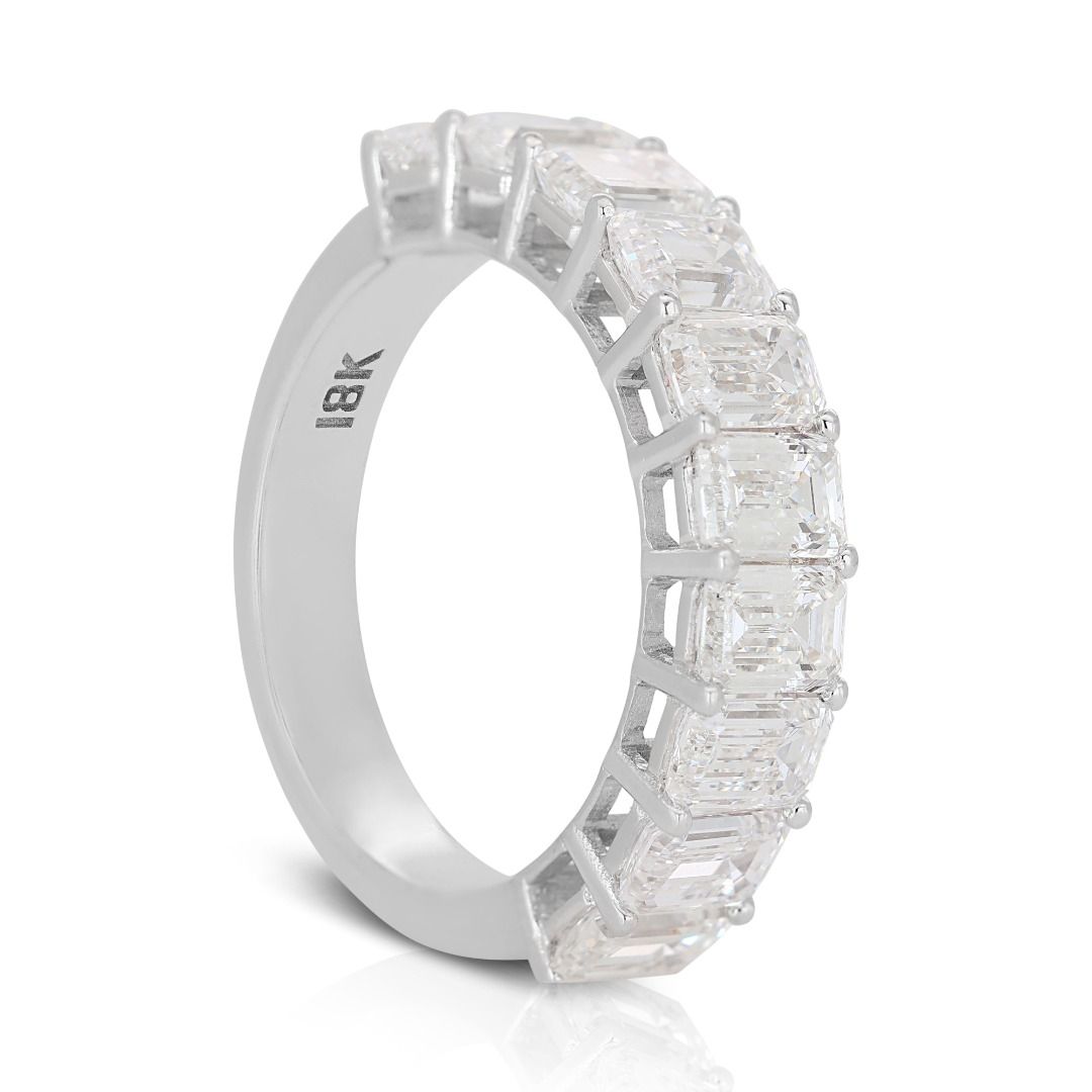 Elegant 3.08ct. Emerald Cut Half Eternity Diamond Ring - GIA Certificate