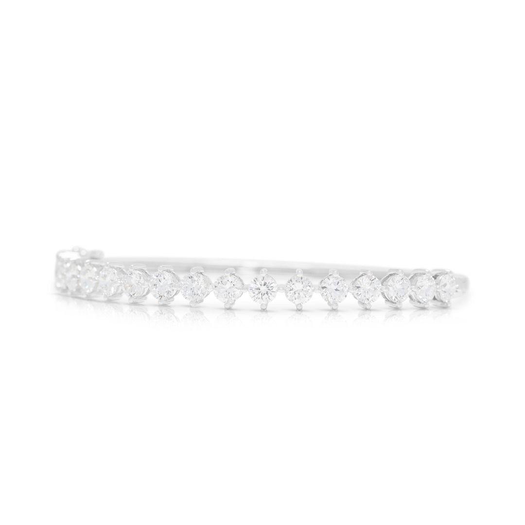 Elegantes Tennis-Armreif mit 3,76 Karat runden, im Labor gezüchteten Diamanten aus 10 Karat Weißgold (Neu)