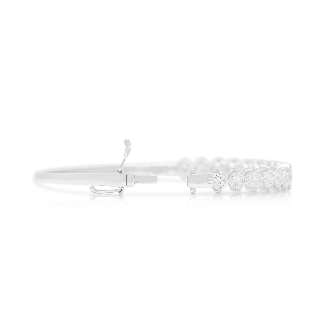 Elegantes Tennis-Armreif mit 3,76 Karat runden, im Labor gezüchteten Diamanten aus 10 Karat Weißgold (Neu)