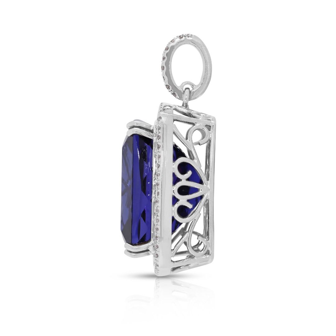 Elegant 49.06ct Natural Tanzanite and Diamond High-Jewelry Statement Pendant - NGI Certified