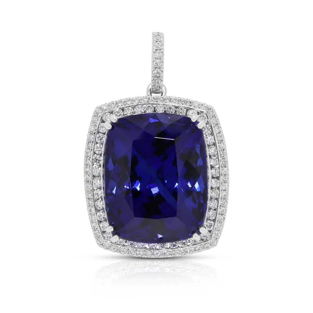 Elegant 49.06ct Natural Tanzanite and Diamond High-Jewelry Statement Pendant - NGI Certified