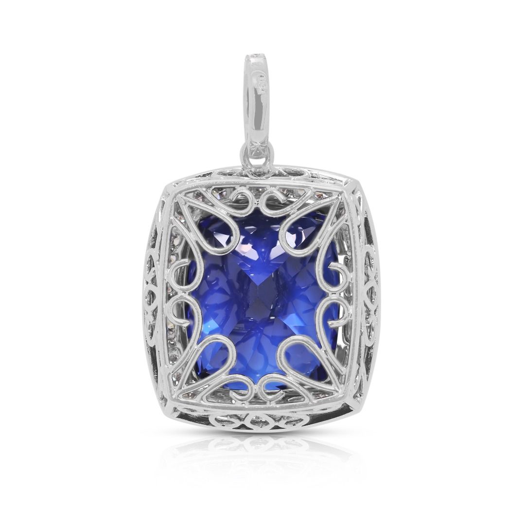 Elegant 49.06ct Natural Tanzanite and Diamond High-Jewelry Statement Pendant - NGI Certified
