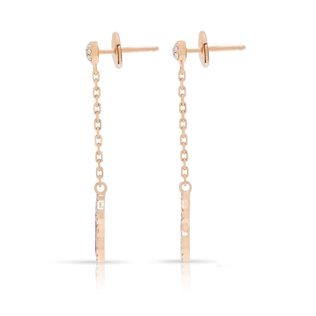 Elegante Wulu-Ohrhänger aus rotem Achat und 0,15 Karat Naturdiamanten in 18K Roségold