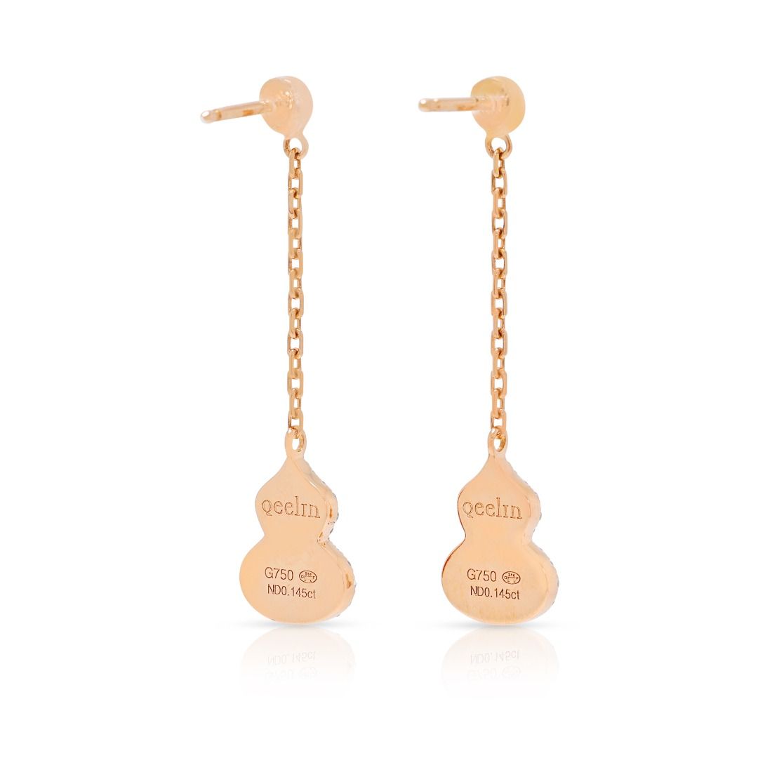 Elegante Wulu-Ohrhänger aus rotem Achat und 0,15 Karat Naturdiamanten in 18K Roségold