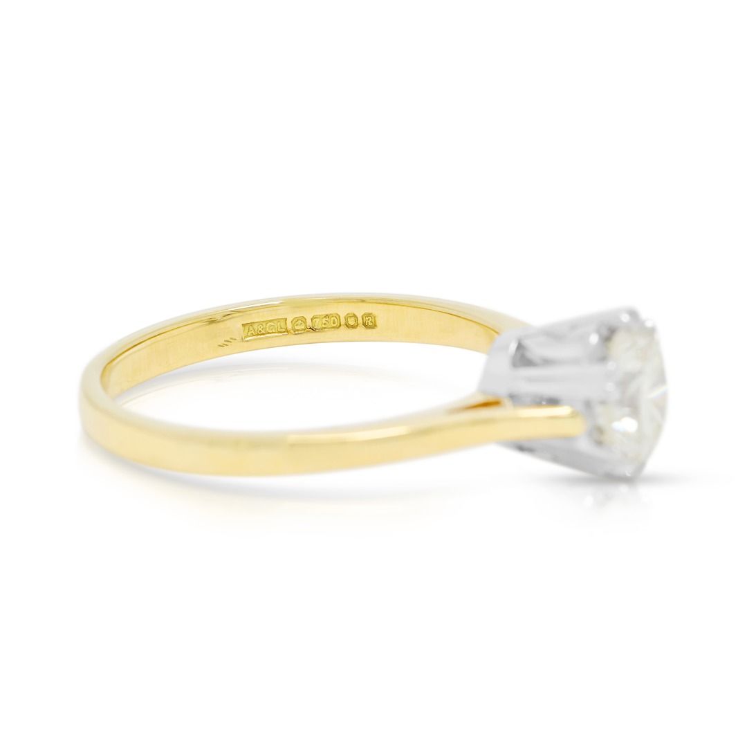 Ethereal 0.90ct Natural Diamond Round Brilliant Crown-Set Solitaire Ring in 18K Yellow Gold