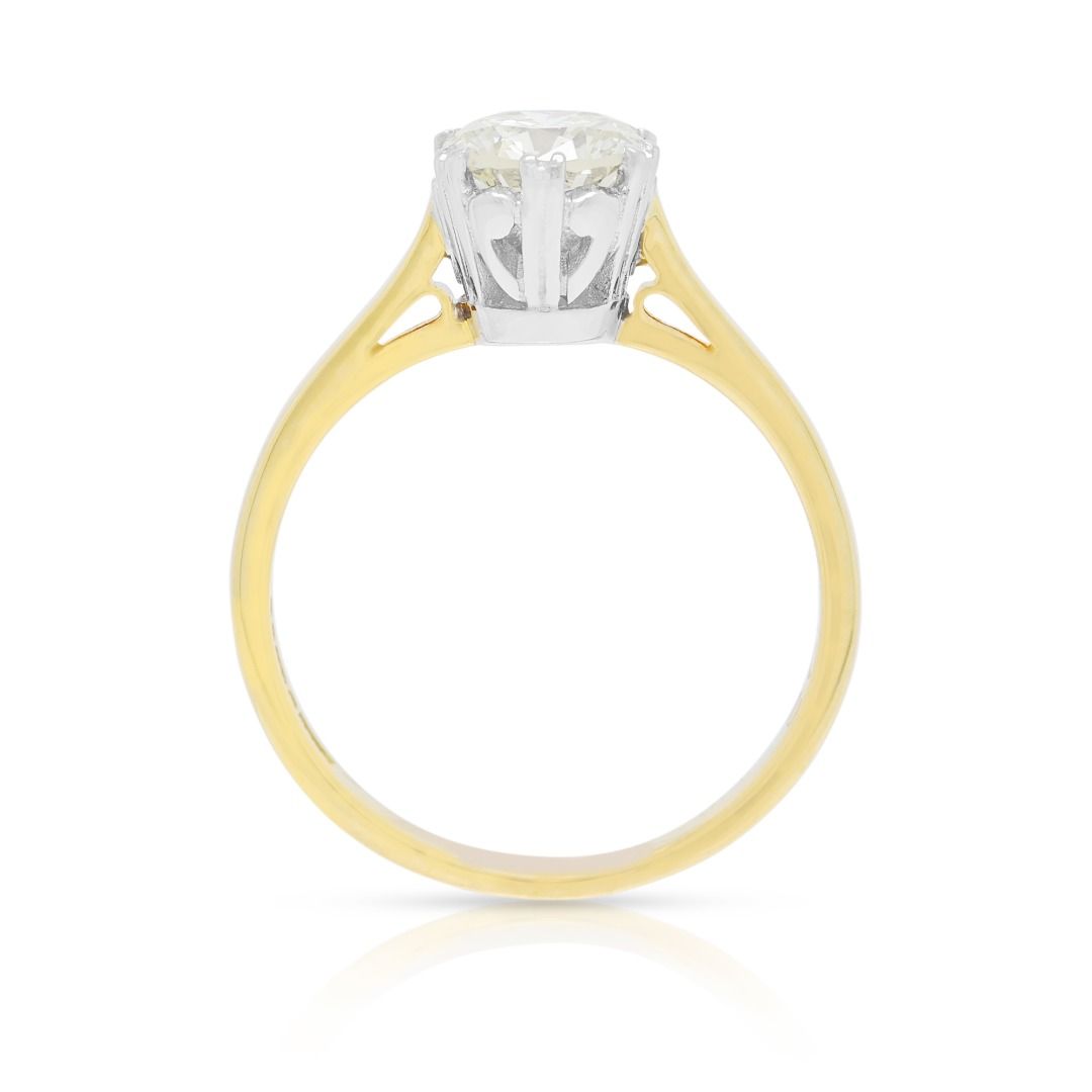 Ethereal 0.90ct Natural Diamond Round Brilliant Crown-Set Solitaire Ring in 18K Yellow Gold
