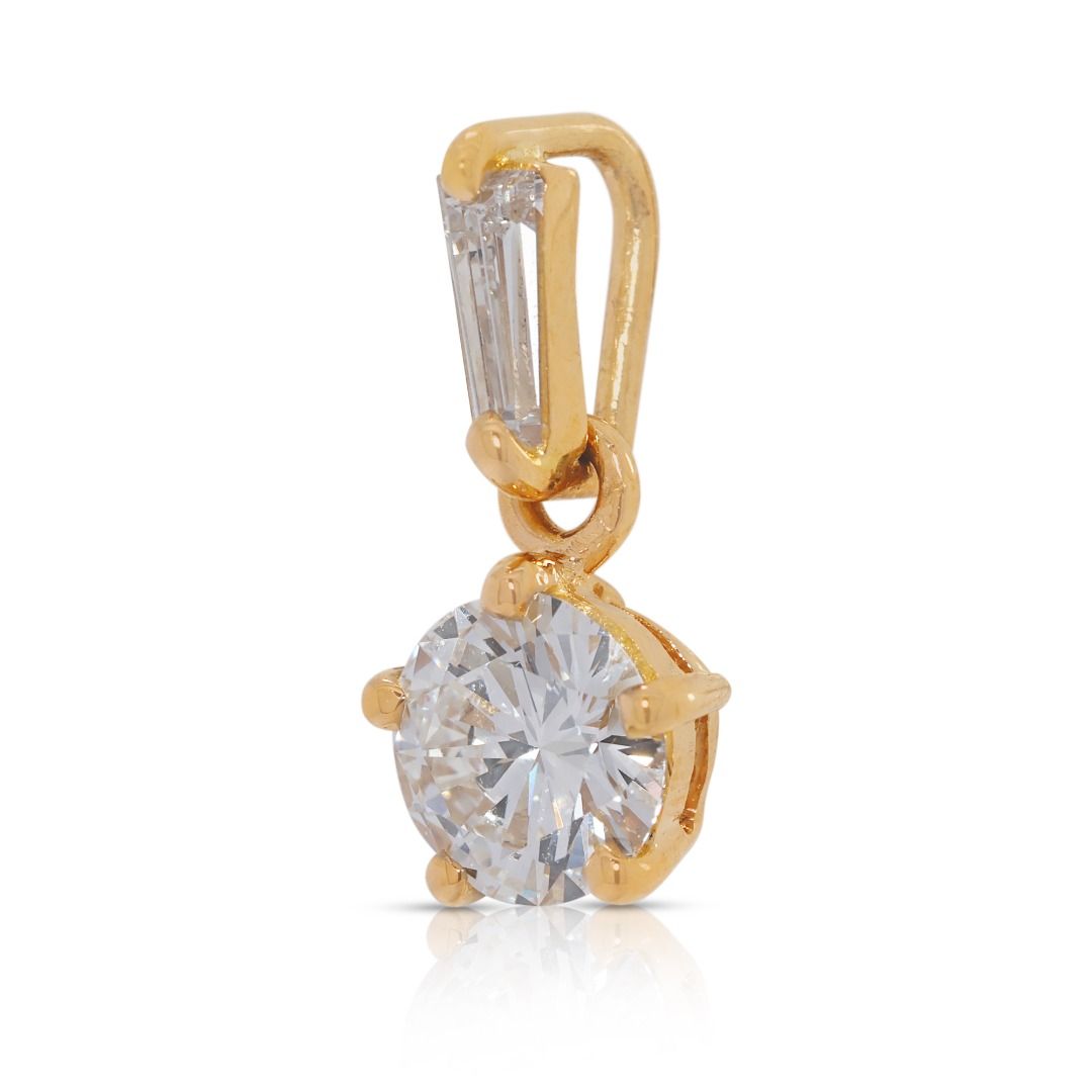 Exceptional 0.61ct Natural Diamond Pendant in 22K Yellow Gold