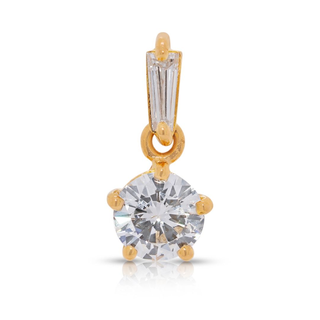 Exceptional 0.61ct Natural Diamond Pendant in 22K Yellow Gold