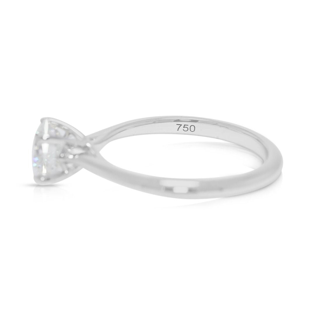 Exceptional 0.75ct Natural Diamond Solitaire 18K White Gold Ring by JANNPAUL - AGS Certified