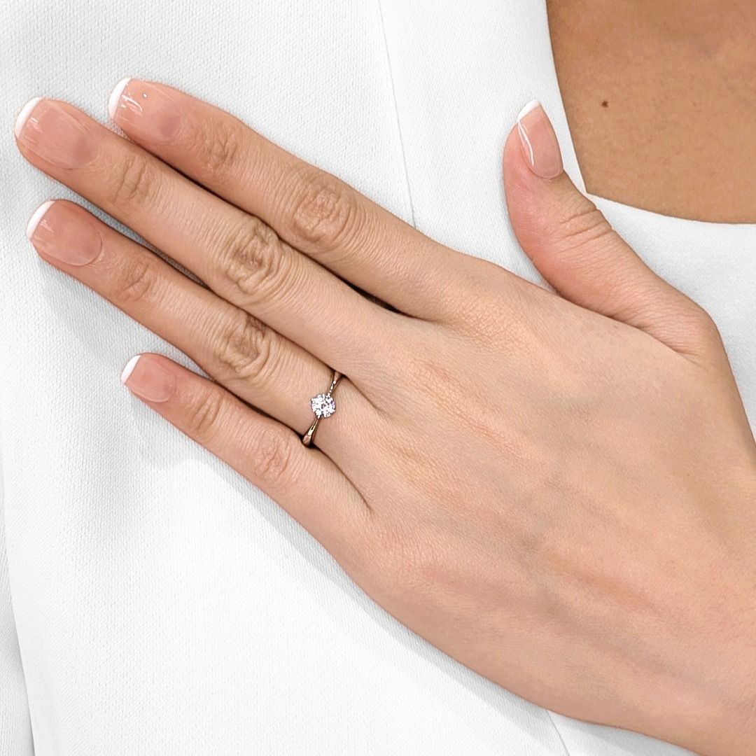 Exquisite 0.38ct Natural Diamond Solitaire 18k White Gold Ring - GIA Certified