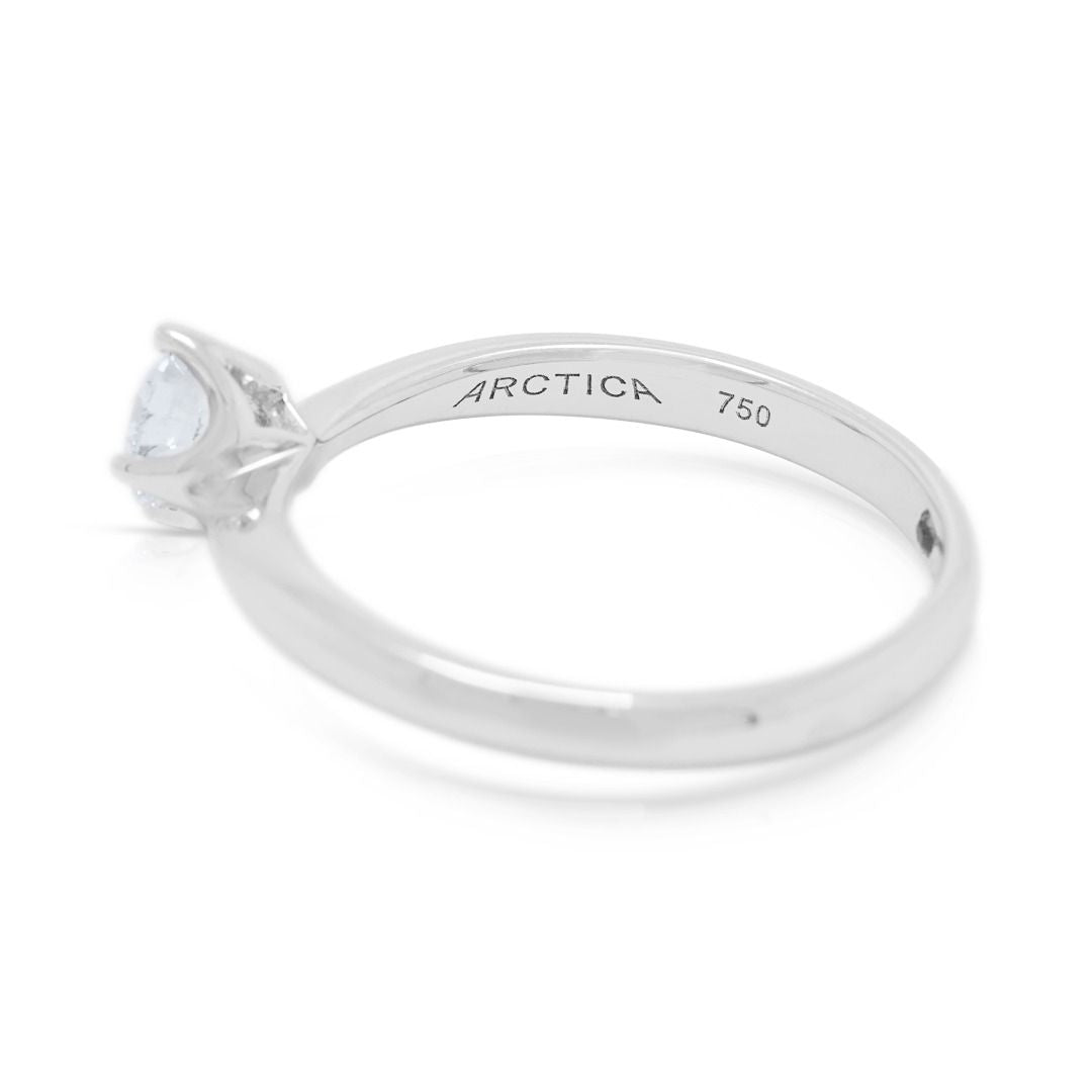 Exquisite 0.38ct Natural Diamond Solitaire 18k White Gold Ring - GIA Certified