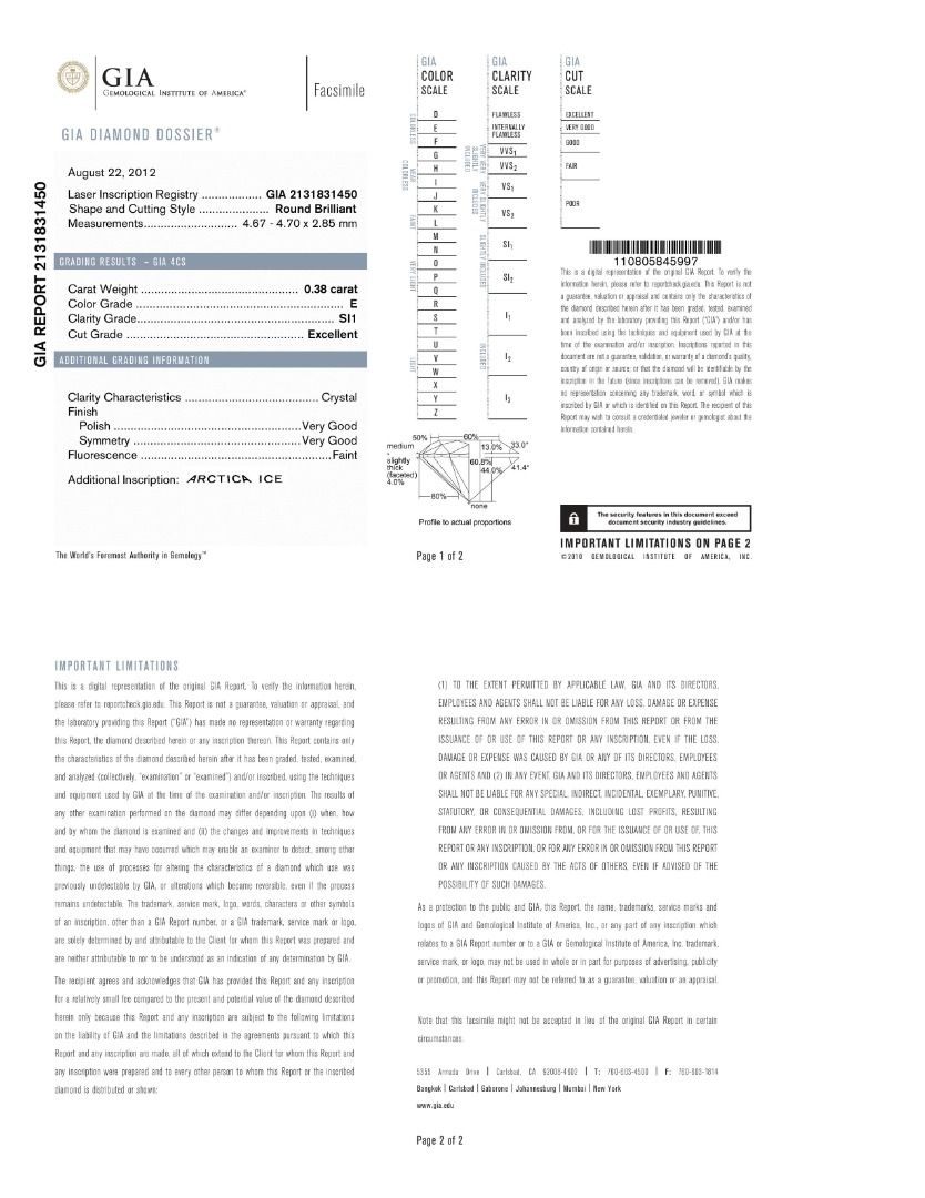 Exquisite 0.38ct Natural Diamond Solitaire 18k White Gold Ring - GIA Certified