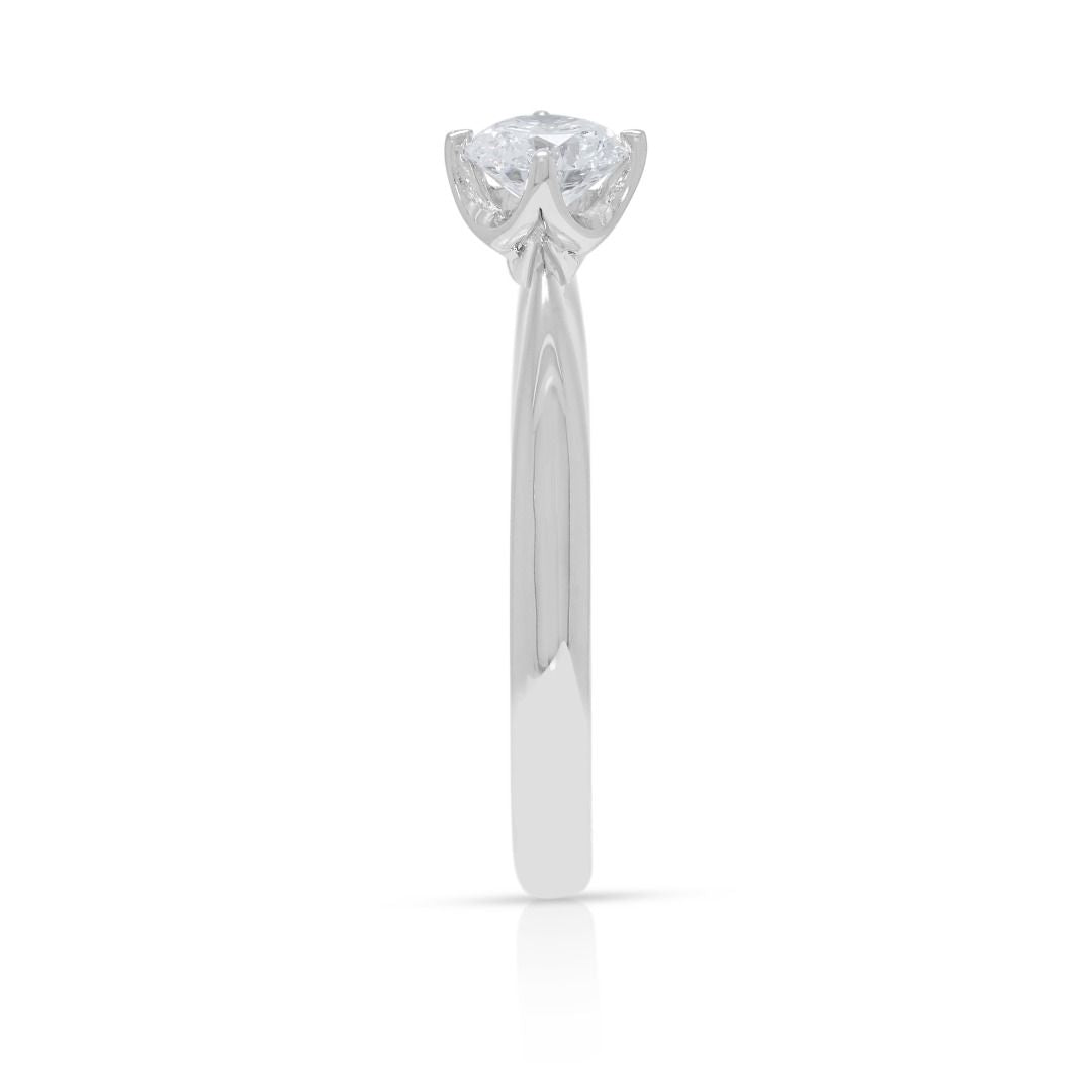 Exquisite 0.38ct Natural Diamond Solitaire 18k White Gold Ring - GIA Certified