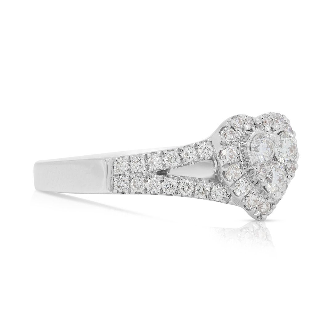 Exquisite 0.81ct Round Brilliant Natural Diamond Ring in 18K White Gold