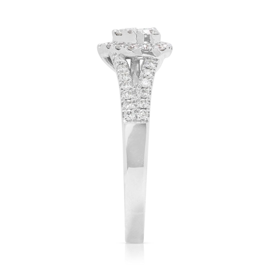 Exquisite 0.81ct Round Brilliant Natural Diamond Ring in 18K White Gold