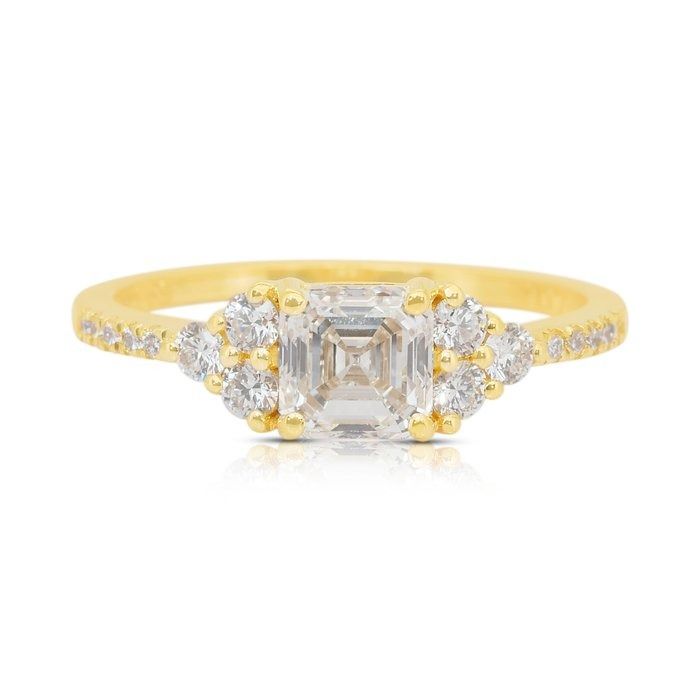 Exquisite 1.36ct Diamonds Ring in 18k Yellow Gold - IGI Certified