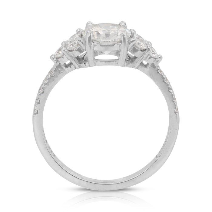 Exquisite 1.42ct Diamonds Pave Ring in 18k White Gold - IGI Certified