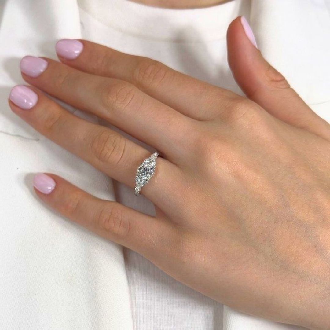 Exquisite 1.42ct Diamonds Pave Ring in 18k White Gold - IGI Certified