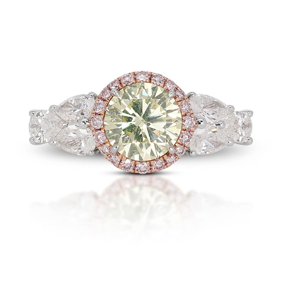 Exquisite 1.53ct Diamond Pave Ring with Side Diamonds in 18K White Gold