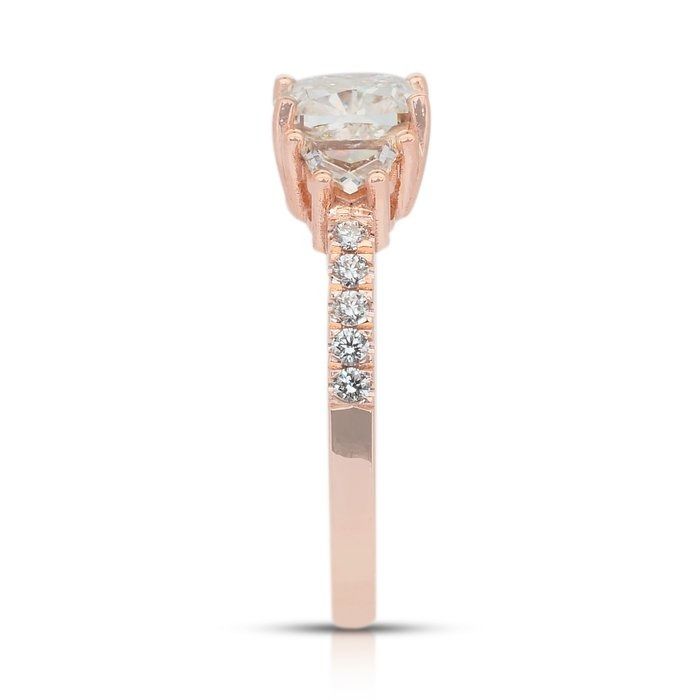 Exquisite 2.00ct Diamonds 3-Stone Ring in 18k Rose Gold - IGI Certified