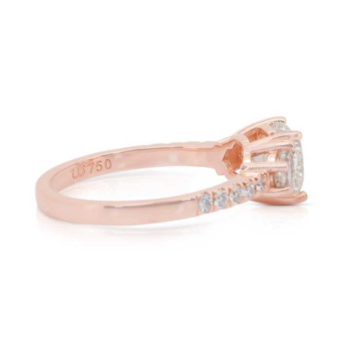 Exquisite 2.00ct Diamonds 3-Stone Ring in 18k Rose Gold - IGI Certified