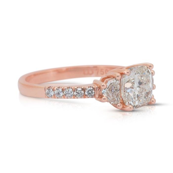 Exquisite 2.00ct Diamonds 3-Stone Ring in 18k Rose Gold - IGI Certified