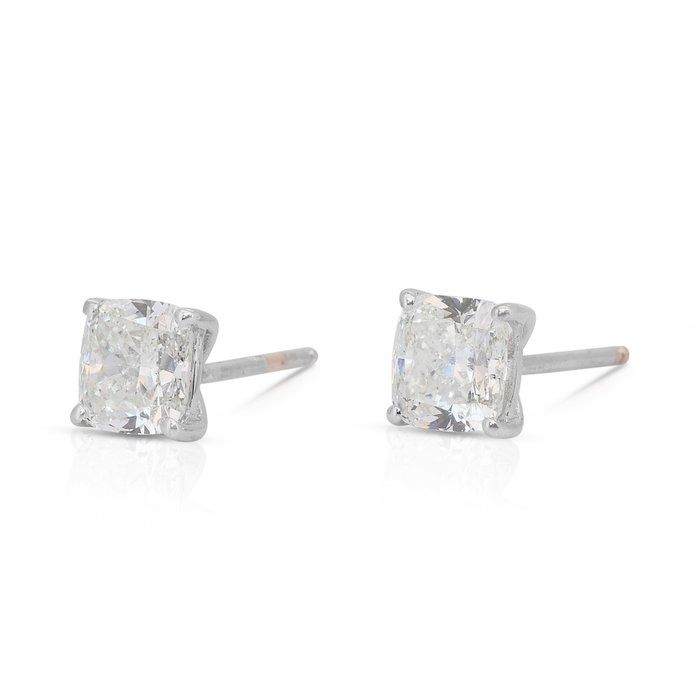 Exquisite 2.02ct Diamonds Stud Earrings in 18k White Gold - IGI Certified