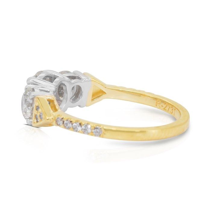 Exquisite 2.04ct Diamonds 3-Stone Ring in 18k Yellow & White Gold - IGI Certified