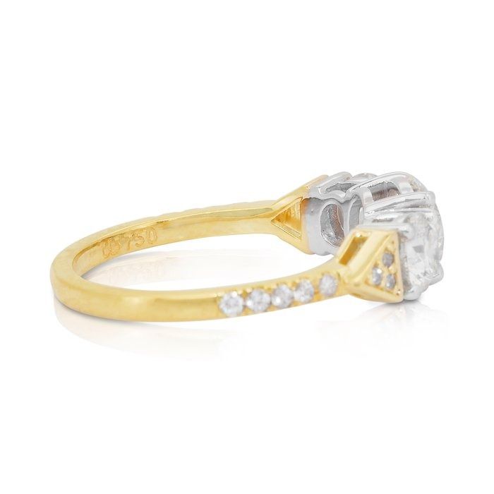 Exquisite 2.04ct Diamonds 3-Stone Ring in 18k Yellow & White Gold - IGI Certified