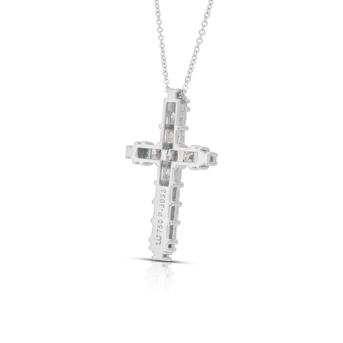Exquisite 2.04ct Diamonds Necklace with Cross Pendant in 18k White Gold - IGI Certified