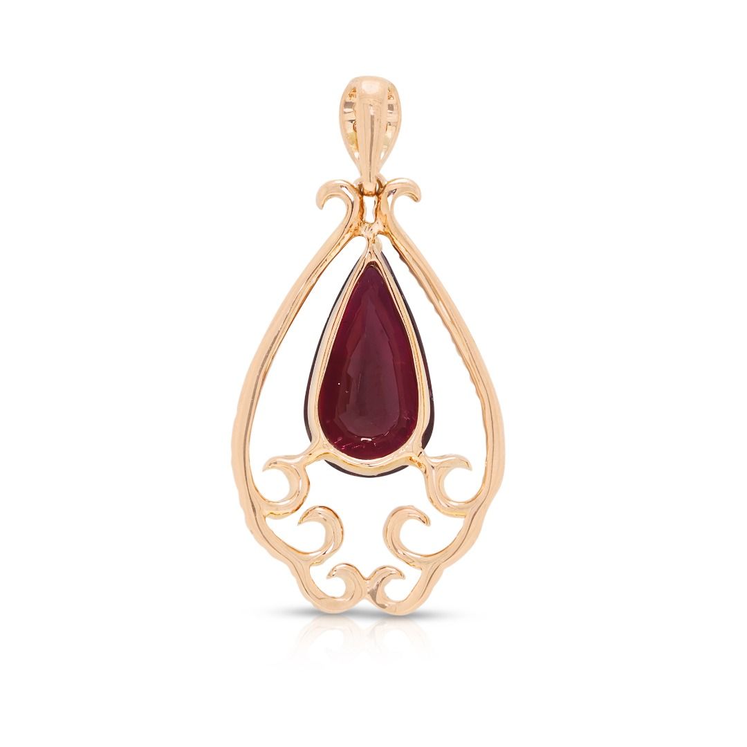 Exquisite 2.23ct Rubellite Tourmaline and 0.26ct Natural Diamond Pendant 18K Rose Gold