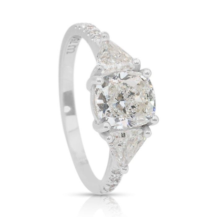 Exquisite 2.31ct Diamonds 3-Stone Ring in 18k White Gold - IGI Certified